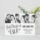 Beste kerst ooit verlovingsaankondiging met drie f feestdagenkaart (Staand voorkant)