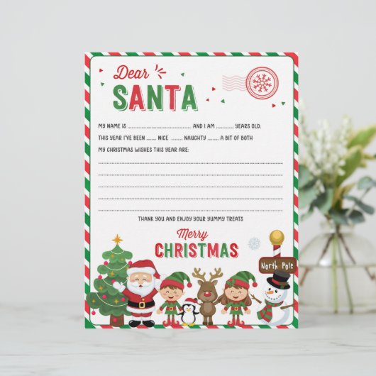 Beste kerstbrief, wenslijst voor kinderen (Staand voorkant)