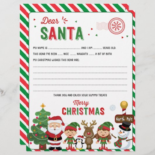 Beste kerstbrief, wenslijst voor kinderen (Voorkant / Achterkant)