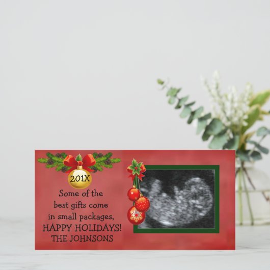 Beste Kerstcadeau Echografie Foto Feestdagenkaart (Staand voorkant)