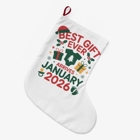 Beste kerstcadeau komt in januari 2026 grote kerstsok (Voorkant (Hangend))