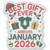 Beste kerstcadeau komt in januari 2026 sticker (Voorkant)
