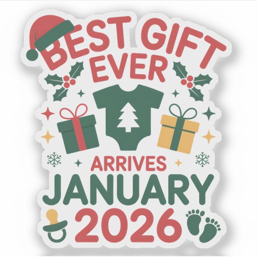 Beste kerstcadeau komt in januari 2026 sticker (Voorkant)
