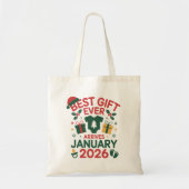 Beste kerstcadeau komt in januari 2026 tote bag (Voorkant)