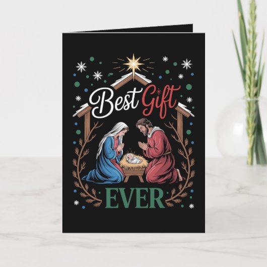 Beste Kerstcadeau ooit Kerststal scène Kaart (Voorkant)
