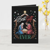 Beste Kerstcadeau ooit Kerststal scène Kaart (Gele Bloem)