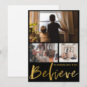 Beste kerstcadeautjes geloven in gouden foto feestdagenkaart (Voorkant / Achterkant)