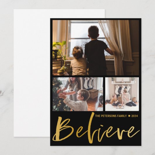 Beste kerstcadeautjes geloven in gouden foto feestdagenkaart (Voorkant / Achterkant)