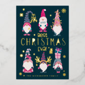 Beste kerstEva! Funny & Bright Gnomen Folie Feestdagenkaart (Voorkant)