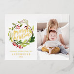 beste kerstfilm 1 foto folie feestdagenkaart<br><div class="desc">De beste kerstfoto van de waterverf van de kerstman Foto Holiday folie card. Een deel van een collectie.</div>