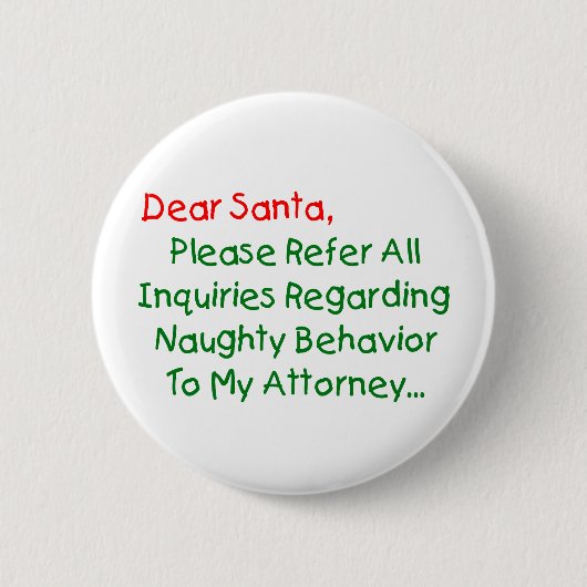 Beste Kerstman Advocaat - Grappige Kerstbrief Ronde Button 5,7 Cm (Voorkant)
