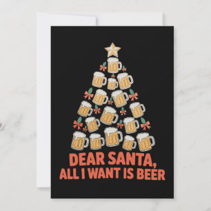 Beste Kerstman, alles wat ik wil is bier boom kers Feestdagenkaart