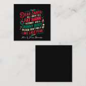 Beste Kerstman, alles wat ik wil is een dikke bank Vierkante Visitekaartje (Voorkant / Achterkant)