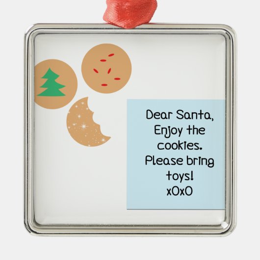 Beste kerstman, alsjeblieft, breng speelgoed mee metalen ornament (Voorkant)