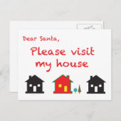 Beste kerstman, bezoek mijn huis feestdagenkaart (Voorkant / Achterkant)