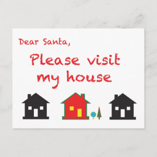 Beste kerstman, bezoek mijn huis feestdagenkaart