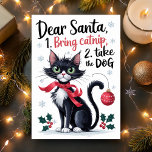 Beste Kerstman Breng Catnip Grappige Kattenkerst Feestdagen Kaart<br><div class="desc">Deze hilarische kerstkaart is ideaal voor kattenliefhebbers en iedereen die geniet van een kleine vakantie humor. Met een schattige zwart-witte kat met een ondeugende uitdrukking, staat op deze kaart: "Lieve Kerstman, 1. Neem kattenkruid mee, 2. Neem de hond." Met feestelijke hulst, ornamenten en sneeuwvlokken rond het kat, zal deze kaart...</div>