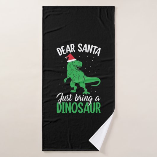 Beste kerstman, breng een dinosaurus mee badhanddoek (Badhanddoek)