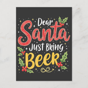 Beste Kerstman, Breng gewoon bier Kerstman Feestdagenkaart