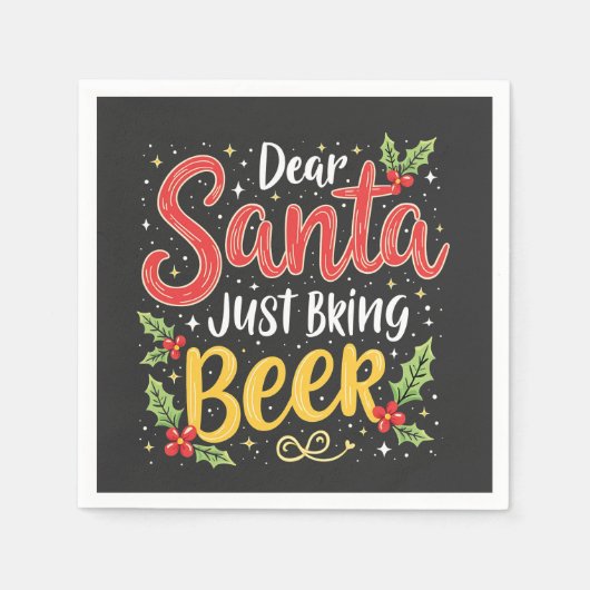 Beste Kerstman, Breng gewoon bier Kerstman Servet (Voorkant)