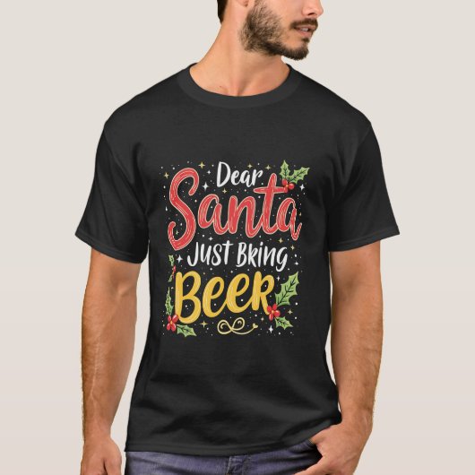 Beste Kerstman, Breng gewoon bier Kerstman T-shirt (Voorkant)