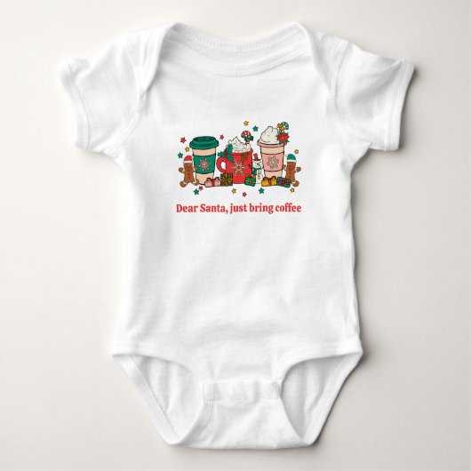 Beste kerstman, breng gewoon Coffee White Baby Bod Romper (Voorkant)