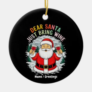 Beste Kerstman, Breng gewoon wijn Leuk kerstcadeau Keramisch Ornament
