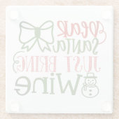 Beste kerstman, breng gewoon wijn met moderne kers glazen onderzetter (Achterkant)