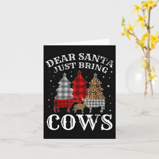 Beste kerstman, breng Koeien kerstbuffel mee Kaart (Gele Bloem)