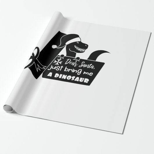 Beste kerstman, breng me gewoon een dinosaurus zwa cadeaupapier (Uitgerold)