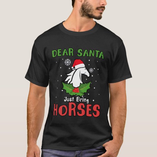 Beste kerstman, breng paarden mee, paardenkerst t-shirt (Voorkant)