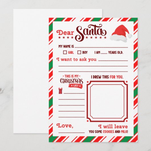 “Beste Kerstman” Brief  Kaart (Voorkant / Achterkant)
