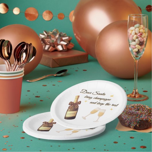 Beste Kerstman Champagne Design Papieren Bordje (Multi)