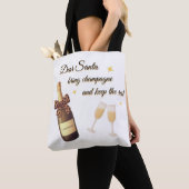 Beste Kerstman Champagne Design Tote Bag (Dichtbij)