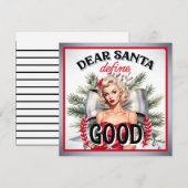 Beste Kerstman, definieer Goede Retro Pin-up Feestdagenkaart (Voorkant / Achterkant)