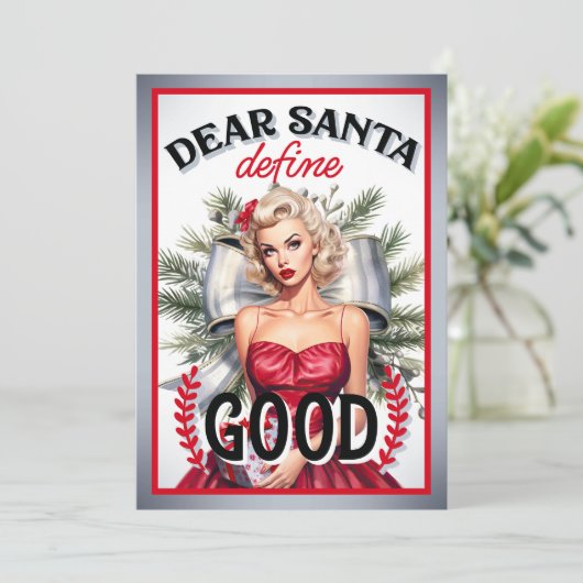 Beste Kerstman Definieer Goede Retro Pinup Bedankkaart (Staand voorkant)