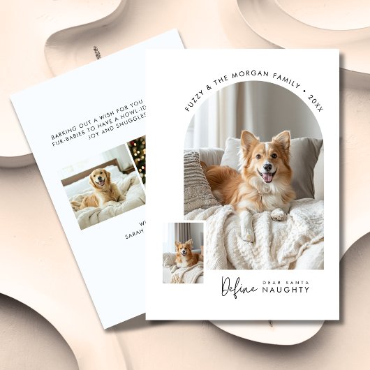 Beste Kerstman Definieer Ondeugende Hond Kerstboog Feestdagenkaart