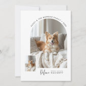 Beste Kerstman Definieer Ondeugende Hond Kerstboog Feestdagenkaart (Voorkant)