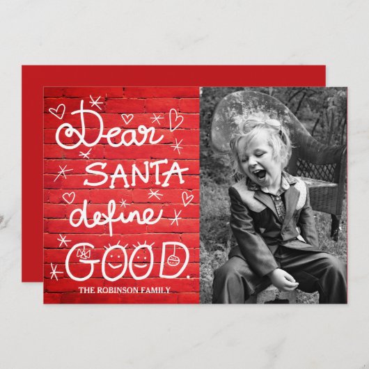 Beste kerstman, goed script foto Rode steen Feestdagenkaart (Voorkant / Achterkant)