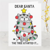 Beste Kerstman Grappige gezegden Kerstmis Cat Tree Kaart (Gele Bloem)