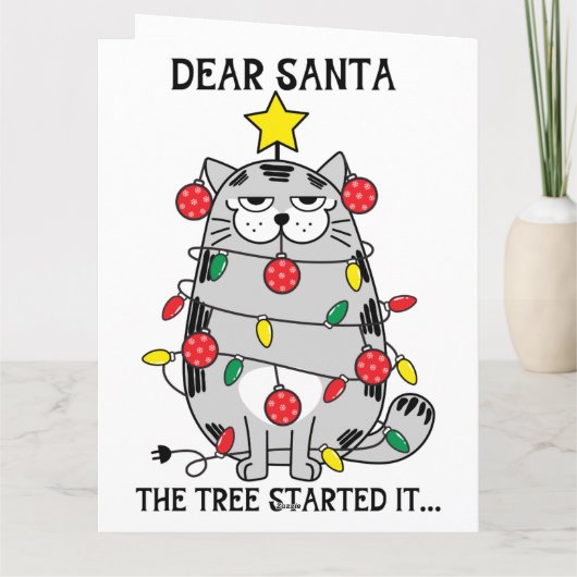 Beste Kerstman Grappige gezegden Kerstmis Cat Tree Kaart (Achterkant)