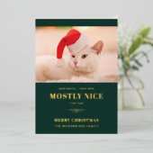 Beste Kerstman Grappige Kat Foto Kerstmis Folie Feestdagenkaart (Staand Voorkant)