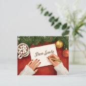 Beste Kerstman Heet Chocolade Kerst Wensenlijst Fe Feestdagenkaart (Staand voorkant)