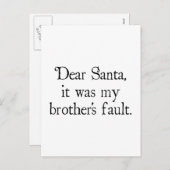 Beste kerstman, het was de fout van mijn broer. feestdagenkaart (Voorkant / Achterkant)