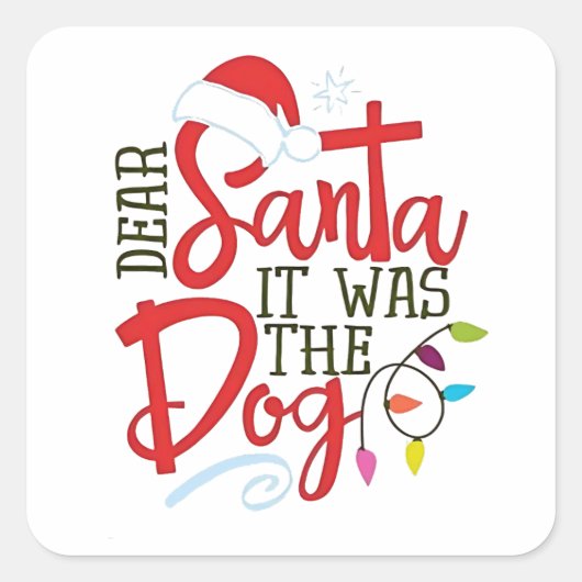 Beste Kerstman Het Was De Hond Grappig  Vierkante Sticker (Voorkant)