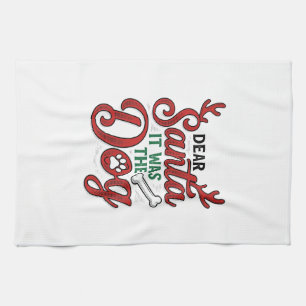 Beste Kerstman Het Was De Hond Kerst T-Shirt Ontwe Theedoek