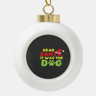Beste Kerstman het was de hond poot Klassiek T-shi Keramische Bal Ornament