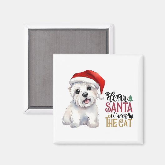 Beste Kerstman het was de kat - Westie design Magneet (Voorkant / Achterkant)