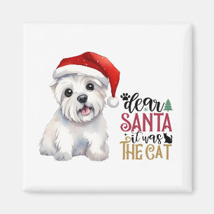 Beste Kerstman het was de kat - Westie design Magneet
