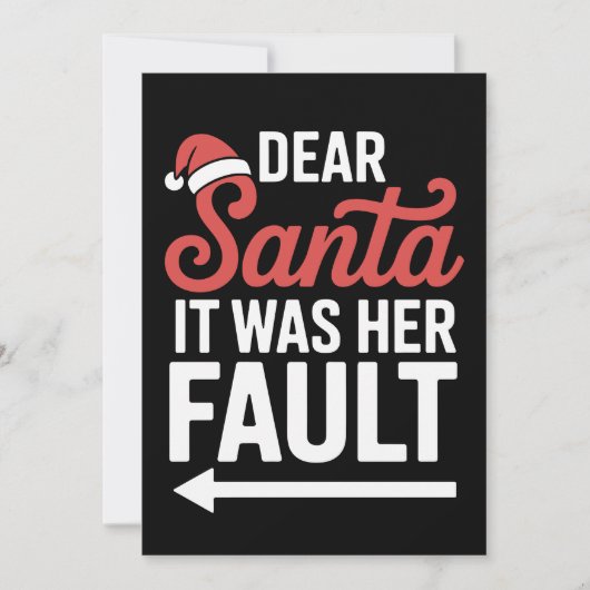 Beste Kerstman Het Was Haar Schuld Kerst Koppels Feestdagenkaart (Voorkant)